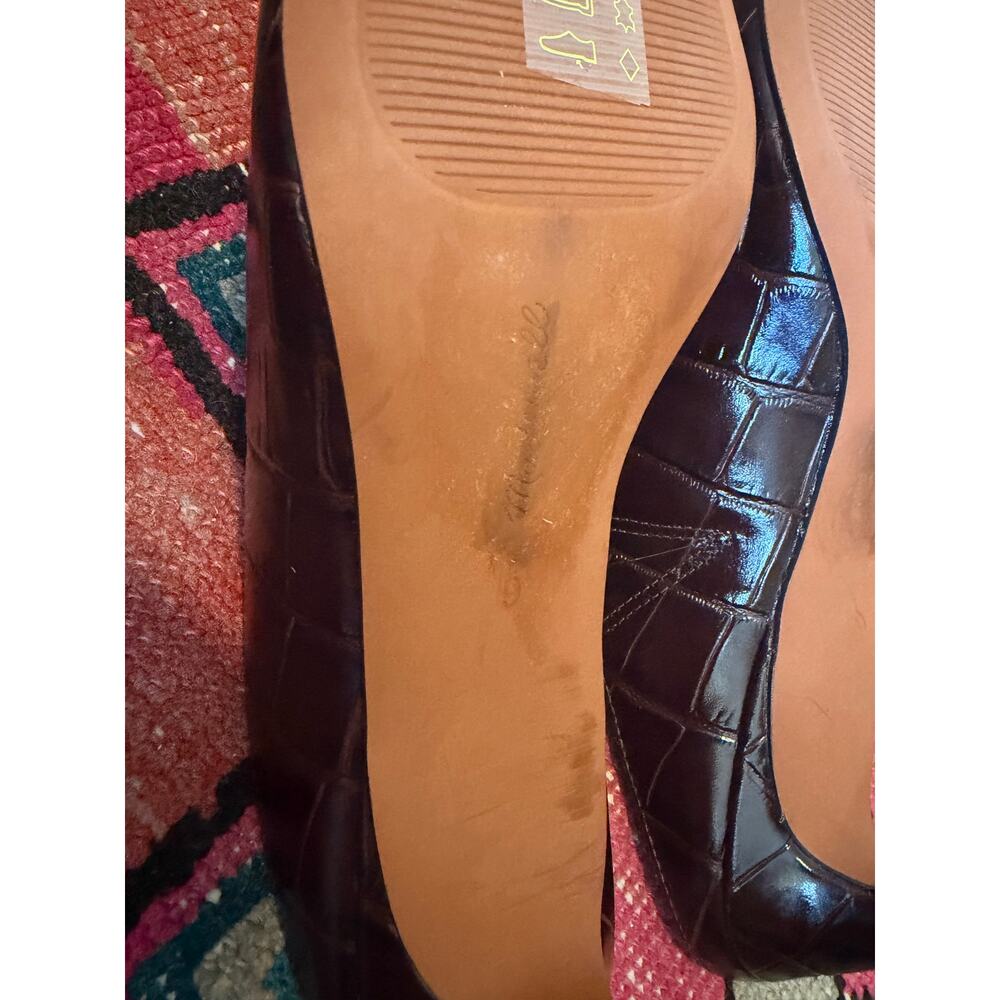 Madewell The Emilie Heeled Mule Chocolate Raisin Croc Leather Size 9 NWOB - Picture 9 of 9